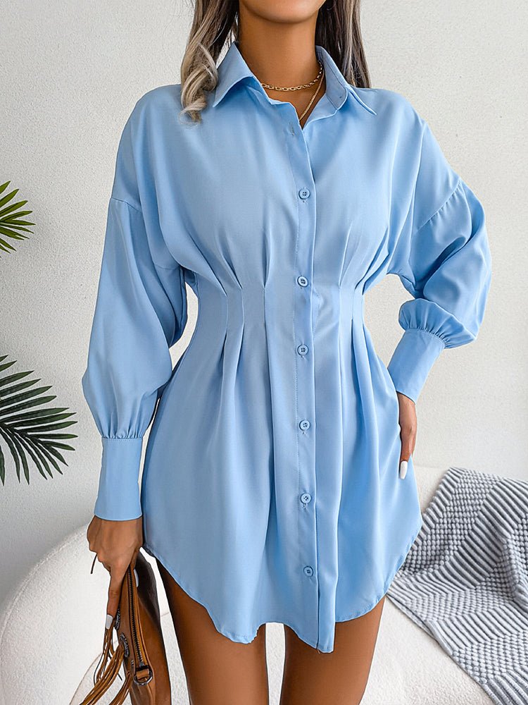 JO | Lantern sleeves Asymmetric mini dress with waist